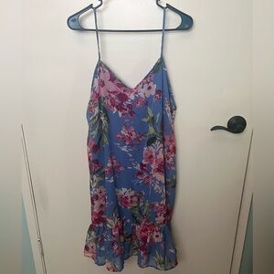 Floral Blue Sleeveless Dress